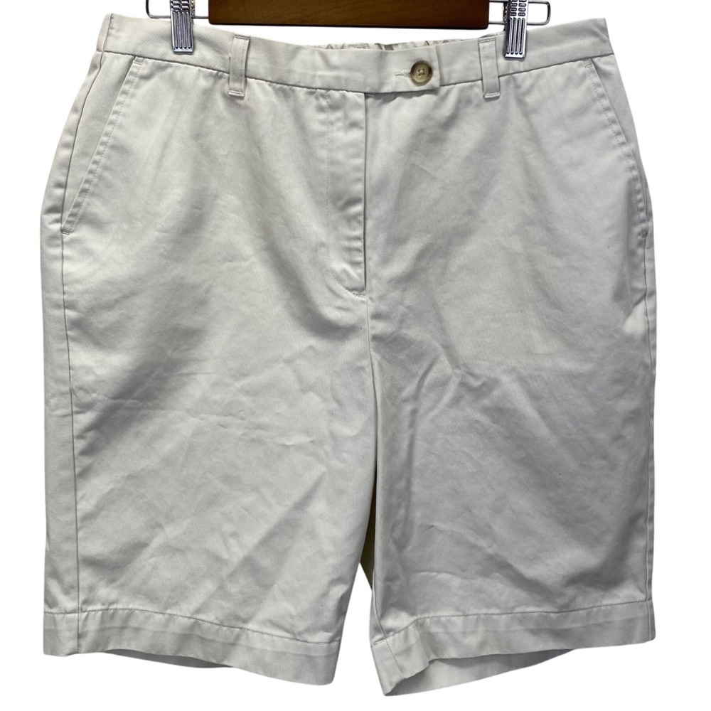 Lands End Womens 18P Khaki High Rise Elastic Waist Pull On Shorts Casual Comfort